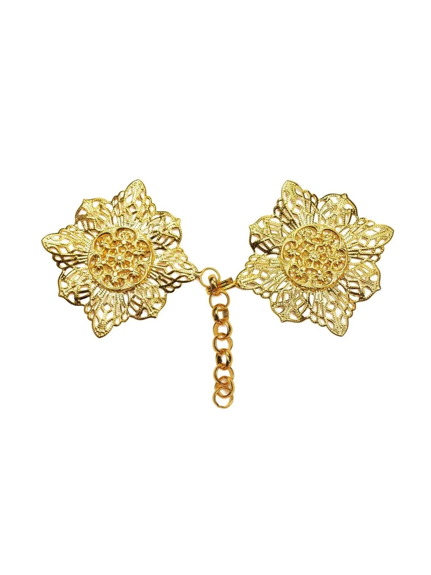 Broche dorado para capa y velo en forma de flor